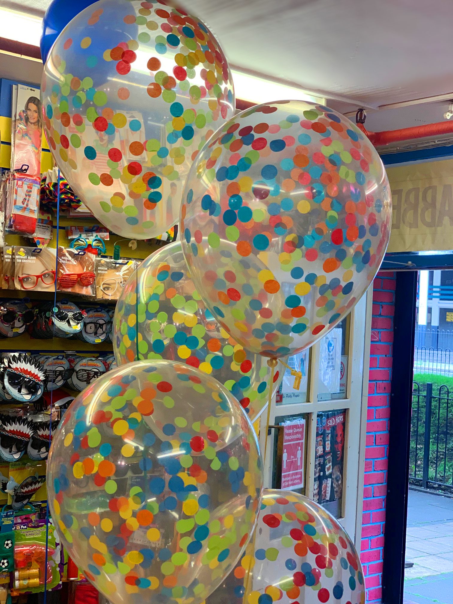 Large Rainbow Confetti Balloons