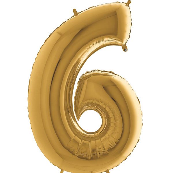 GOLD NUMBER 6 BALLOON