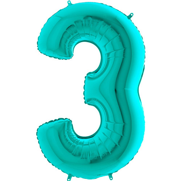 Teal Number 3 Balloon
