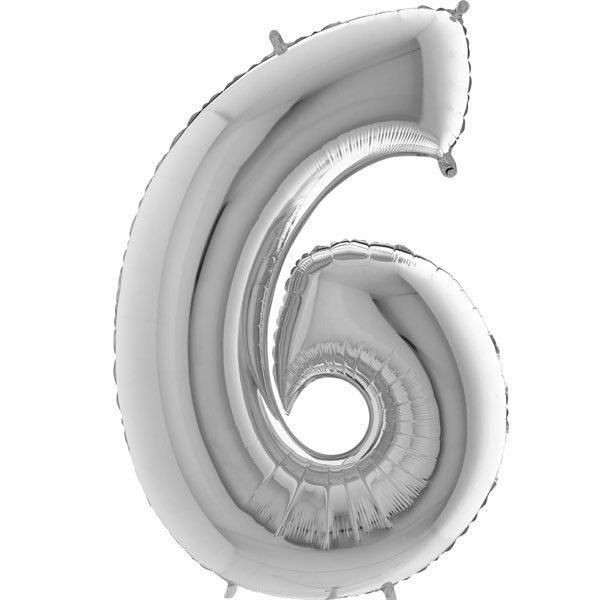 SILVER NUMBER 6 BALLOON