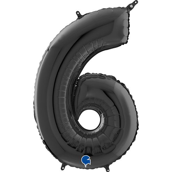 BLACK NUMBER 6 BALLOON