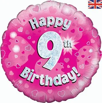Age Birthday 9 Pink