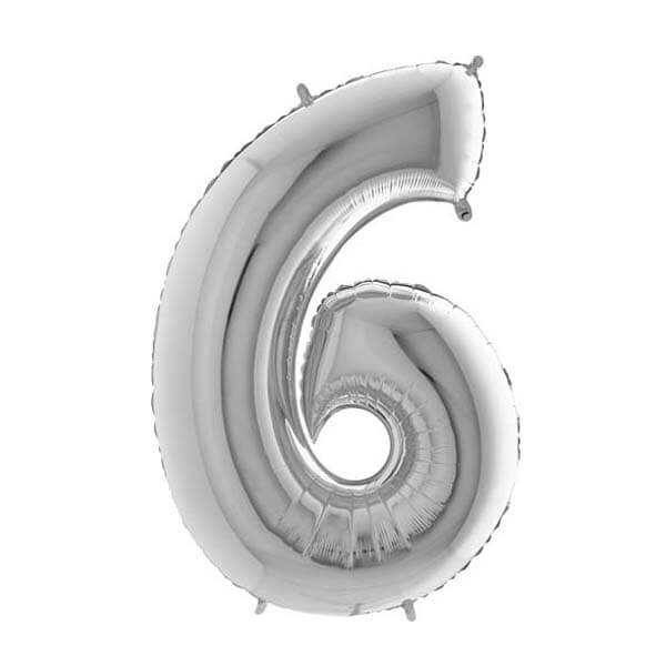 Large 26'' Silver Number Balloon 6