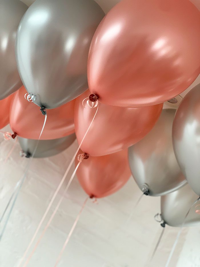 CEILING BALLOONS, SILVER ROSE