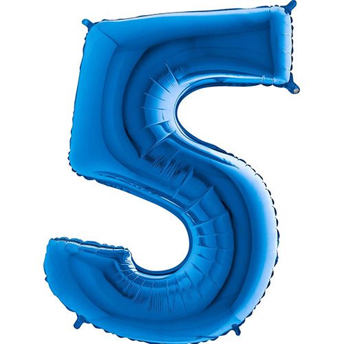BLUE NUMBER 5 BALLOON