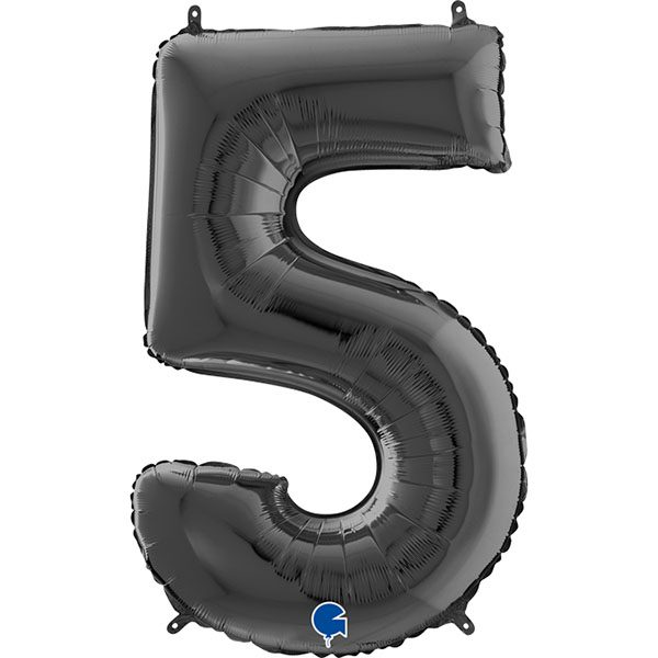 BLACK NUMBER 5 BALLOON