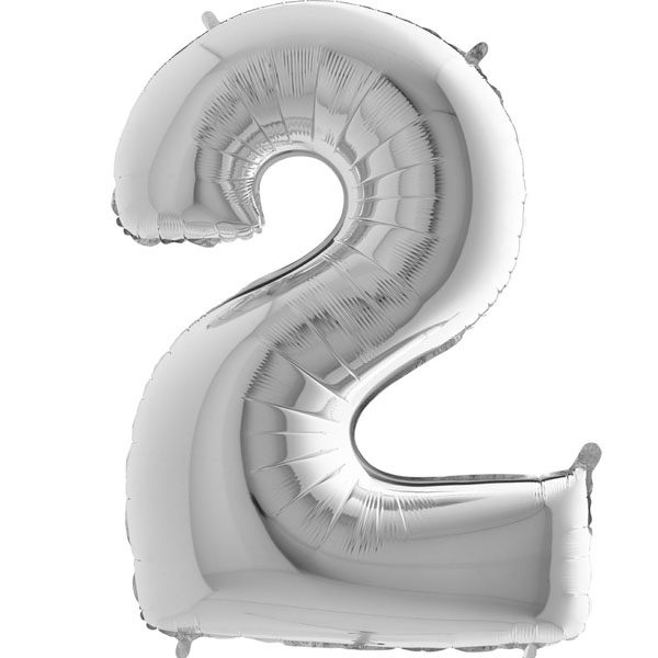 SILVER NUMBER 2 BALLOON