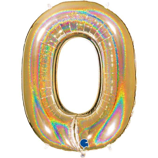 GOLD GLITTER NUMBER 0 BALLOON