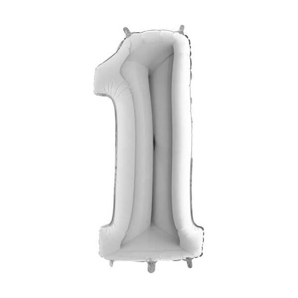 Large 26'' Silver Number Balloon 1