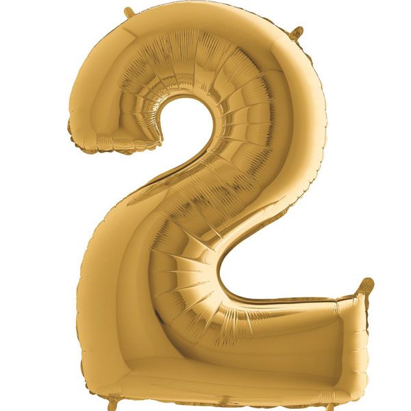 GOLD NUMBER 2 BALLOON