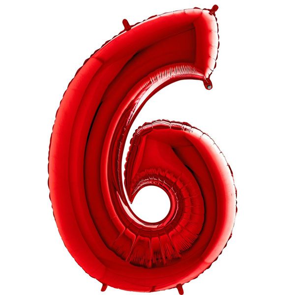 RED NUMBER 6 BALLOON