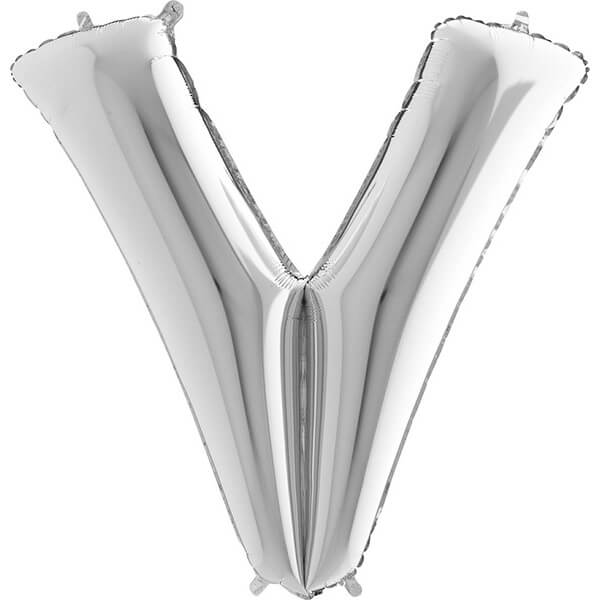 SILVER LETTER V BALLOON