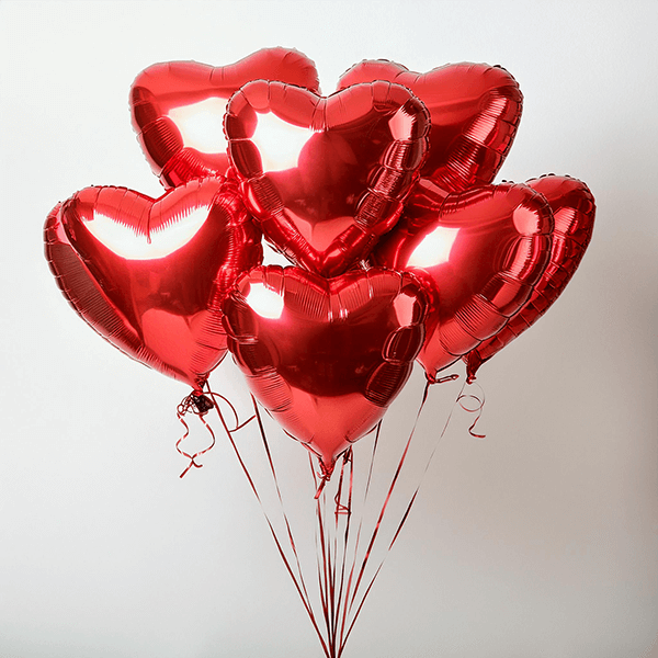 Red Hearts Balloon Bunch