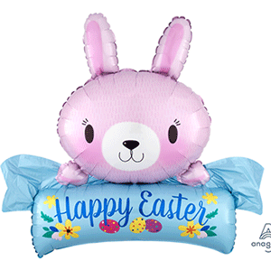 Pink Easter Bunny Banner Balloon