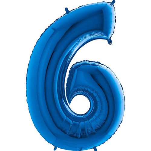 BLUE NUMBER 6 BALLOON