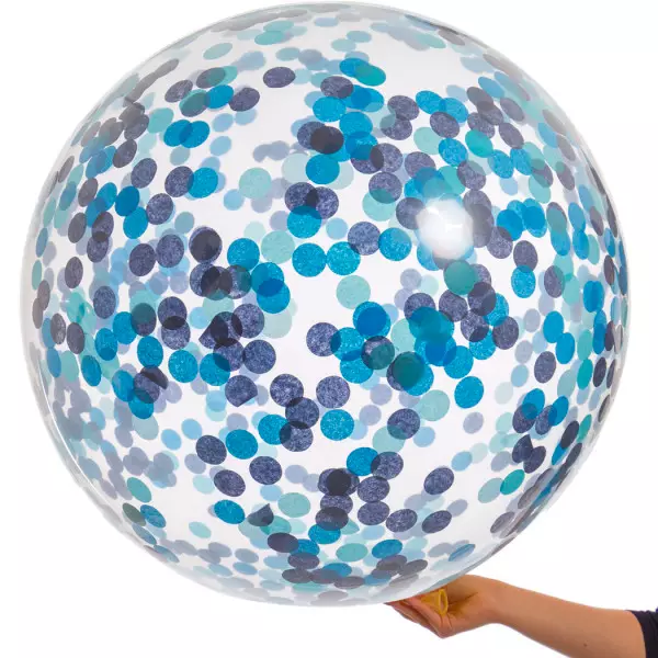 Giant 3ft Peacock Blue Confetti Balloon