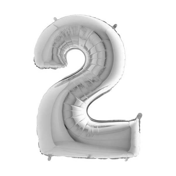 Large 26'' Silver Number Balloon 2