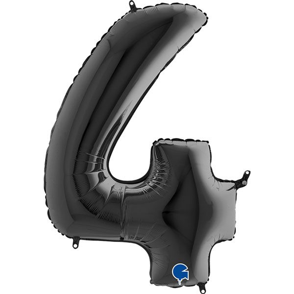 BLACK NUMBER 4 BALLOON