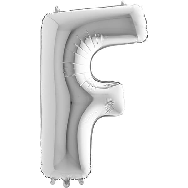 SILVER LETTER F BALLOON