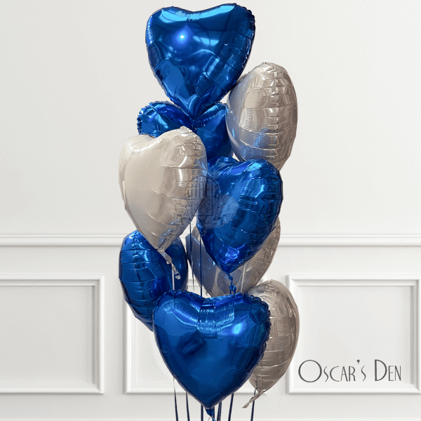 Blue & White Heart Balloons