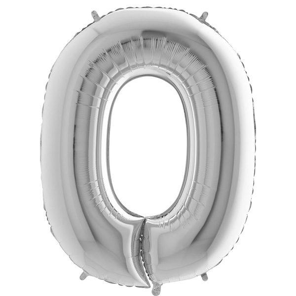 SILVER NUMBER 0 BALLOON