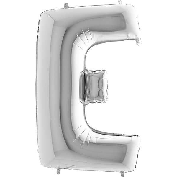SILVER LETTER E BALLOON