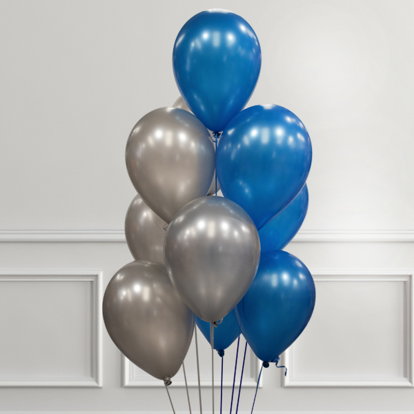 Blue & Silver Helium Party Balloons