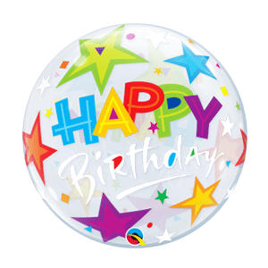 Happy Birthday Stars Bubble Balloon 22"