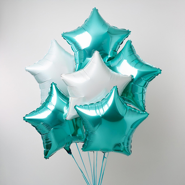Teal & White Stars Balloon Tree