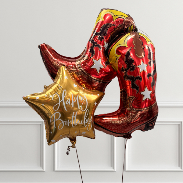 Cowboy Boots & Gold Star Balloon