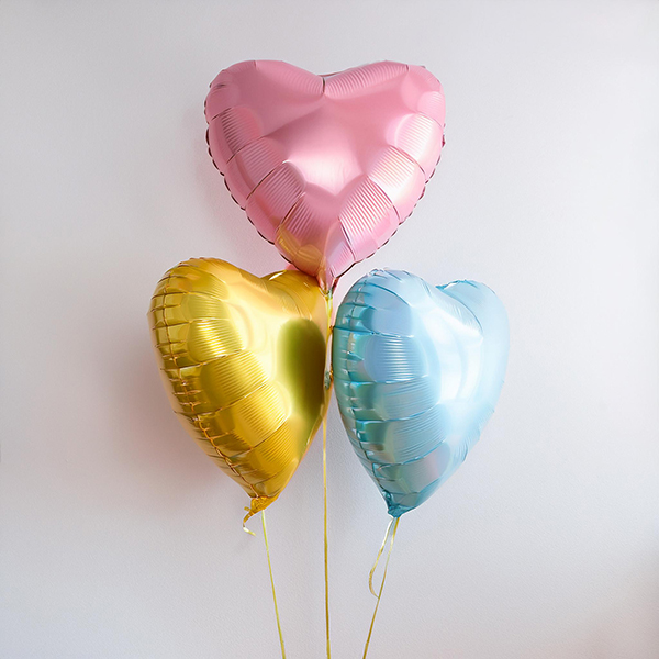 Pastel & Gold Hearts Balloon Trio