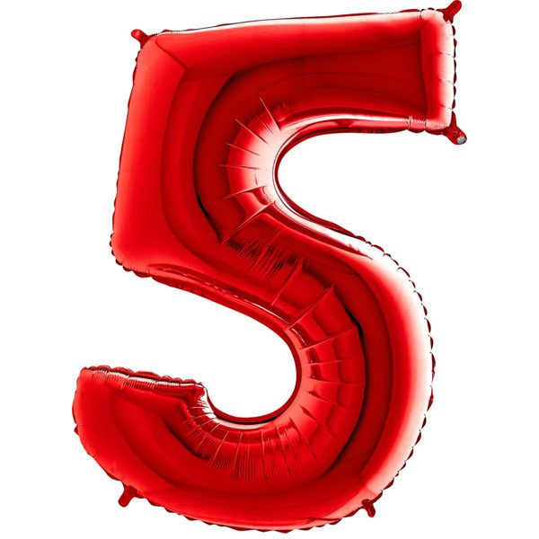 RED NUMBER 5 BALLOON