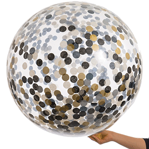 Giant 3ft Confetti Gold, Black, Silver