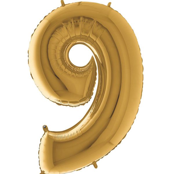 GOLD NUMBER 9 BALLOON