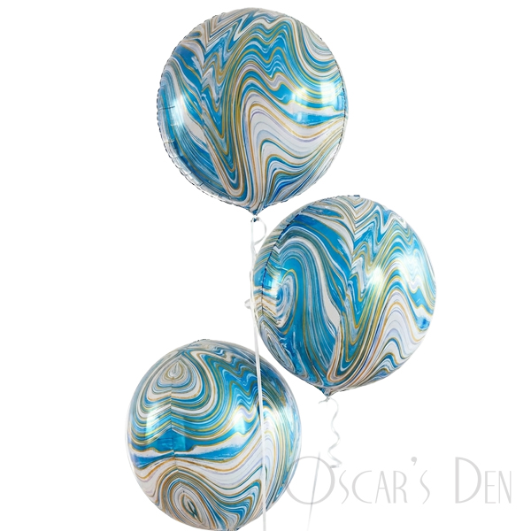 Elegant Blue Marble Orb Trio