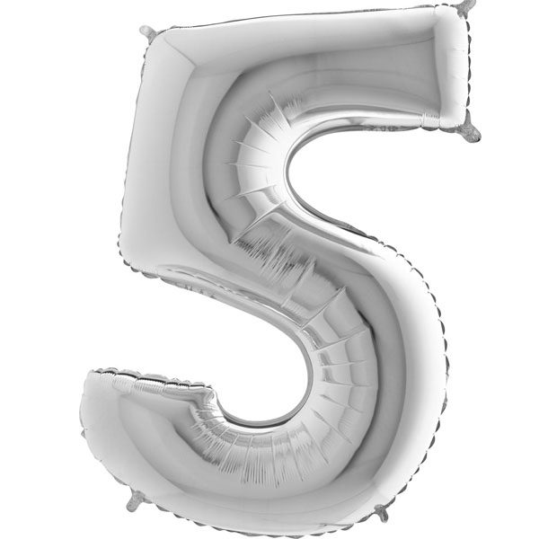 SILVER NUMBER 5 BALLOON