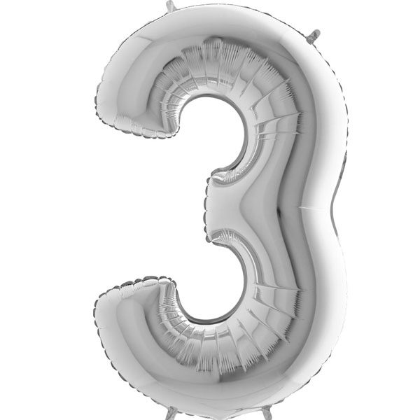 SILVER NUMBER 3 BALLOON