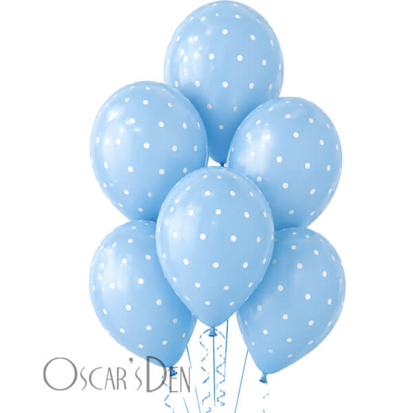 Light Blue Polka Dot Helium Balloon Bouquet
