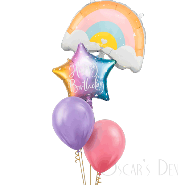Pastel Rainbow Birthday Balloons