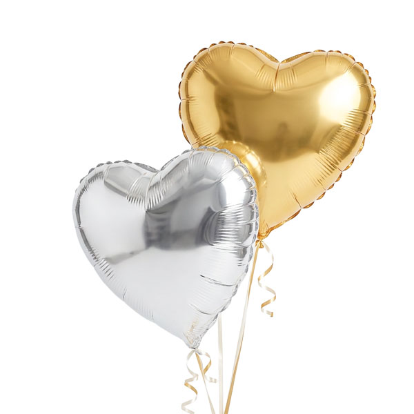 Gold & Silver Heart Balloons - Precious Pair