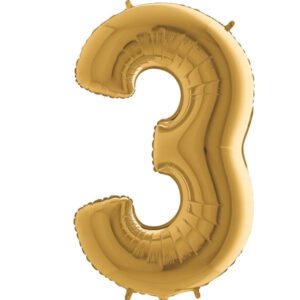 Gold number 3 helium balloon