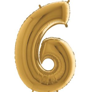 Gold number 6 helium balloon