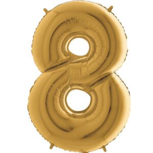 Gold number 8 helium balloon