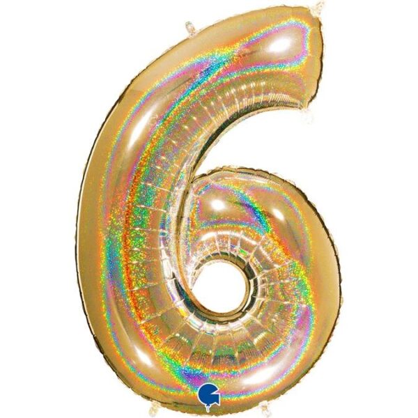 gold number 6 helium balloon