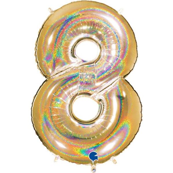 gold number 8 helium glitter balloon