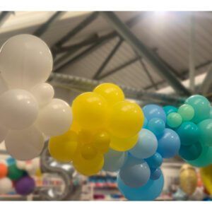 Balloon garland in pastel colours.